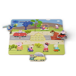 DEQUBE Puzzle d'éveil en bois Peppa Pig pour apprendre les chiffres et à compter - 10 pièces avec préhension facile - Multilingue (Français) - Pour enfants à partir de 24 mois