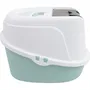 Mpets - Maison de toilette pour chat ECO TIMA, en plastique recyclé vert d'eau, avec porte battante et capot amovible - Taille M