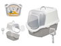 STEFANPLAST Litière en plastique couverte avec pelle et filtre, Blanc-Gris