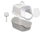 STEFANPLAST Litière en plastique couverte avec pelle et filtre, Blanc-Gris