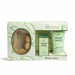 Idc Institute Coffret 3 Pièces Aloe Vera avec Huile, Lotion et Masseur en Bois