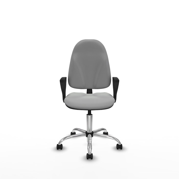 PIQUERAS Y CRESPO Chaise de bureau Algarra, Similicuir gris clair, Piètement chromé PIQUERAS Y CRESPO Chaise de bureau Algarra, Similicuir gris clair, Piètement chromé