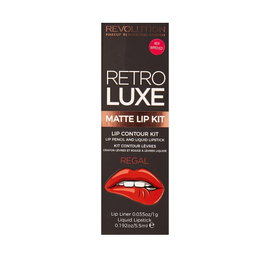 Makeup Revolution Set Coffret Maquillage Retro Luxe - Crayon à Lèvres et Rouge à Lèvres Liquide Mat Regal