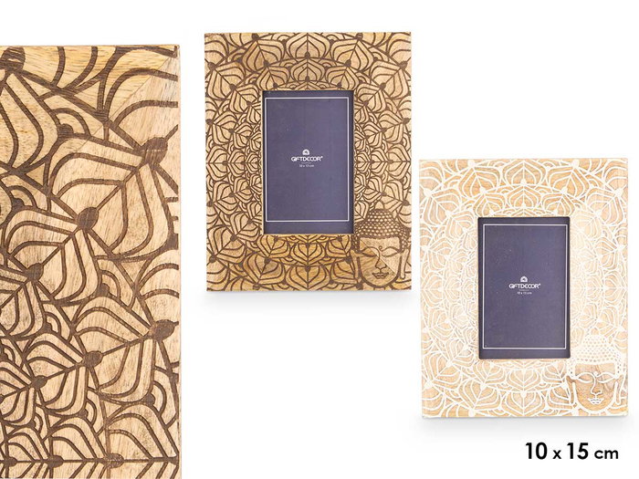 GIFTDECOR Portafotos Budda 10 x 15 - Lot de 6 - Blanc-Naturel GIFTDECOR Portafotos Budda 10 x 15 - Lot de 6 - Blanc-Naturel