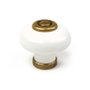 Rei Poignée de meuble modèle 824 en porcelaine et zamak blanc cuire vieux diamètre 31 mm