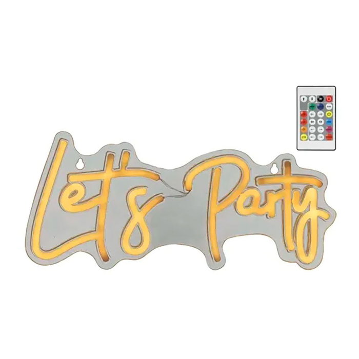 Lumineo Lumière LED néon Let's Party 40 x 18 x 1,5 cm couleur changeante avec télécommande USB-C