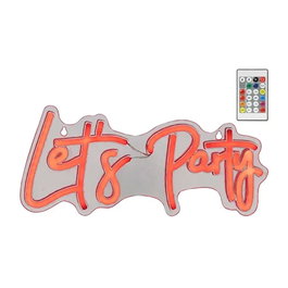 Lumineo Lumière LED néon Let's Party 40 x 18 x 1,5 cm couleur changeante avec télécommande USB-C