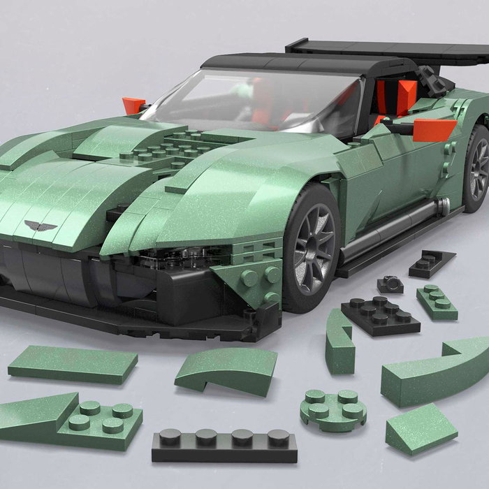 Mega Bloks Hot Wheels Aston Martin Vulcan - Coffret de Construction à Grande Échelle 1:18 avec 986 Pièces - Voiture avec Portes et Capot Ouvrants et Races Wheel