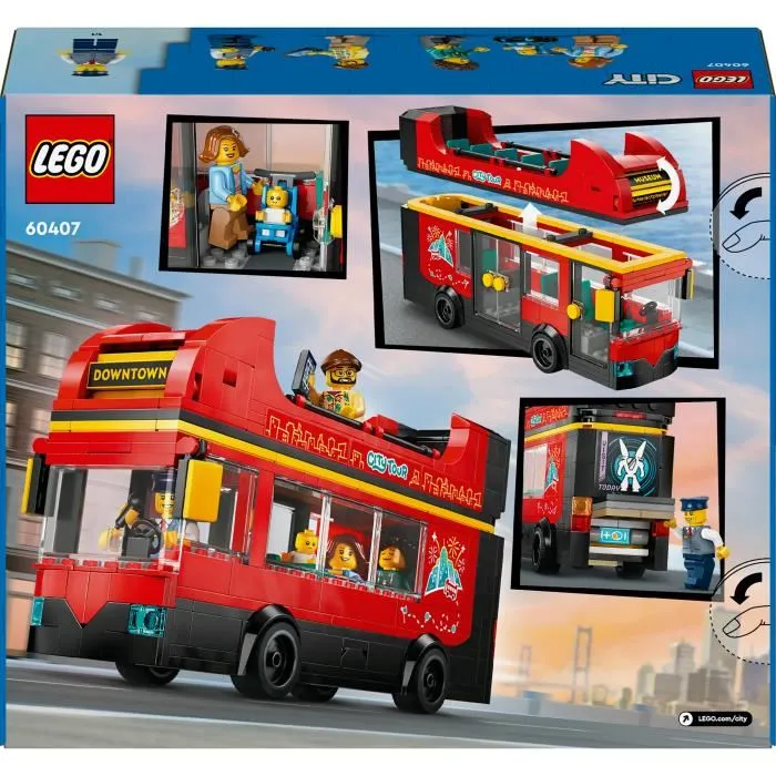Lego City 60407 - Bus Rouge a Deux Etages, Jouet de Construction 384 Pieces avec 5 Minifigurines, Jeu Educatif Enfant 7 Ans et Plus