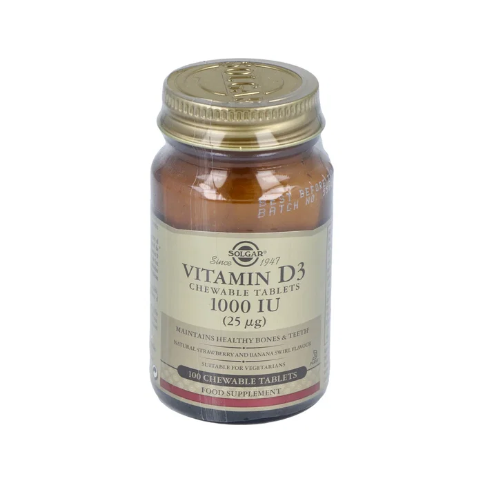 Solgar Vitamine D3 1000 UI 25 µg Comprimés à croquer