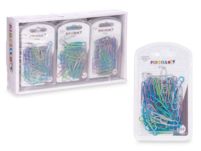 PINCELLO Set de 24 packs de 60 clips métallisés taille moyenne, Multicolore PINCELLO Set de 24 packs de 60 clips métallisés taille moyenne, Multicolore