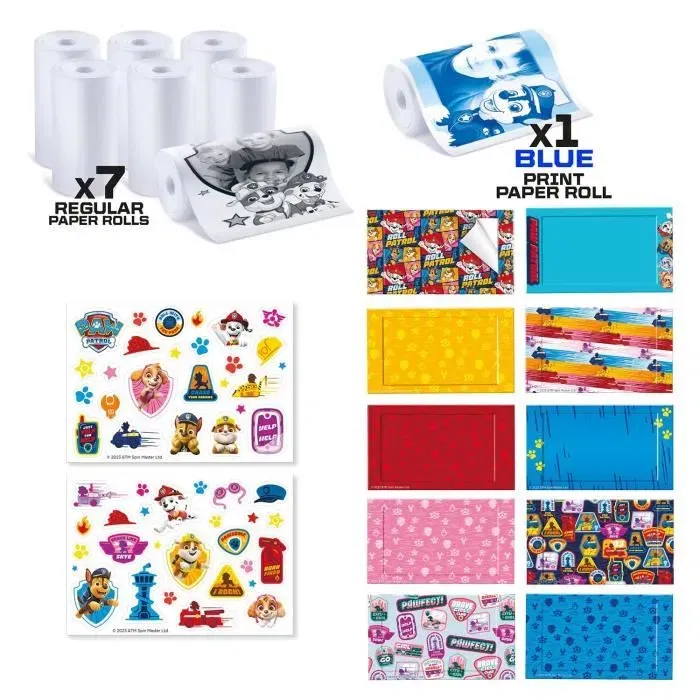 Canal Toys Recharge pour Appareil Photo Instantané Pat'Patrouille - 8 rouleaux papier, autocollants, cadres - Compatible avec appareils instantanés Canal Toys