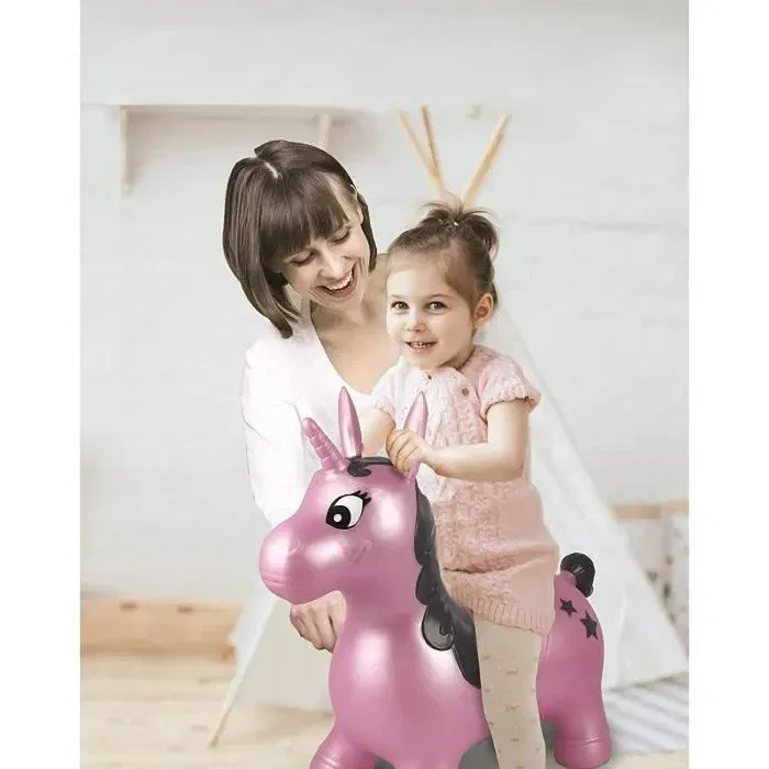 Lexibook - Licorne Sauteuse Gonflable Rose pour Enfant, Jouet de Saut 3 ans et Plus, 50 cm Longueur