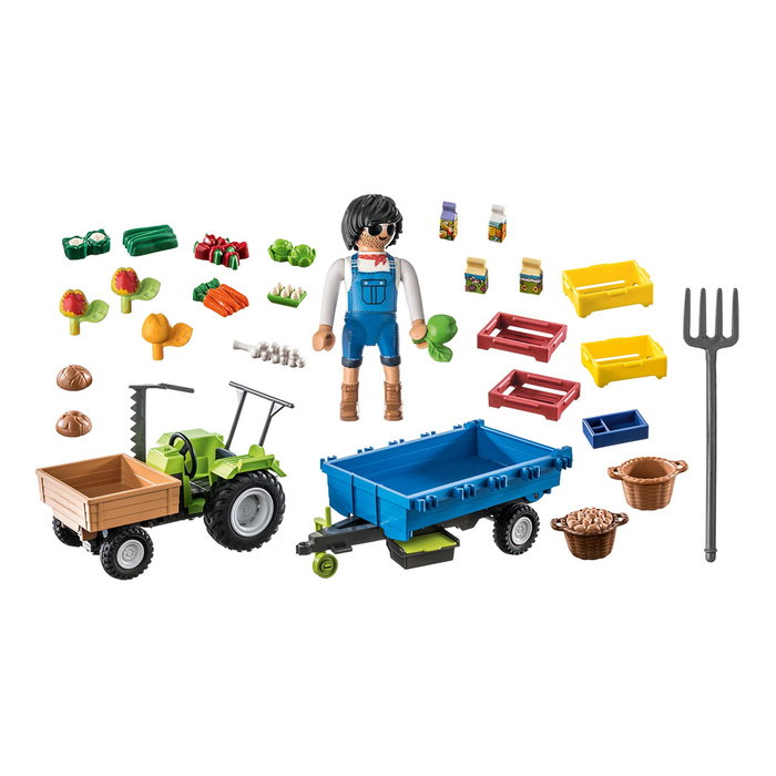 PLAYMOBIL Tractor avec Remorque Country 71249 - Jouet de ferme avec fonctions réalistes, 42 pièces, +4 ans, Multilingue PLAYMOBIL Tractor avec Remorque Country 71249 - Jouet de ferme avec fonctions réalistes, 42 pièces, +4 ans, Multilingue
