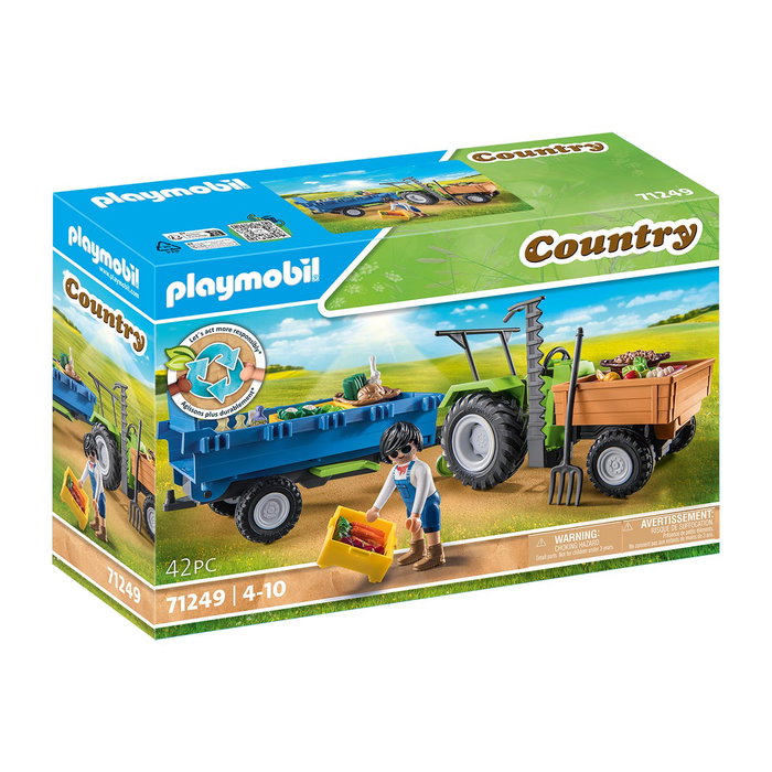 PLAYMOBIL Tractor avec Remorque Country 71249 - Jouet de ferme avec fonctions réalistes, 42 pièces, +4 ans, Multilingue PLAYMOBIL Tractor avec Remorque Country 71249 - Jouet de ferme avec fonctions réalistes, 42 pièces, +4 ans, Multilingue