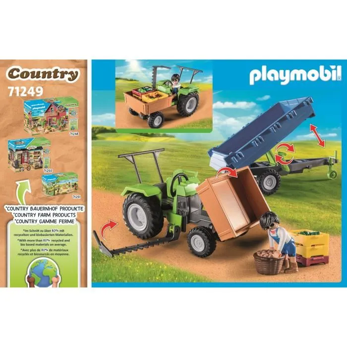 Playmobil 71249 Pays, la granja - Tracteur avec remorque