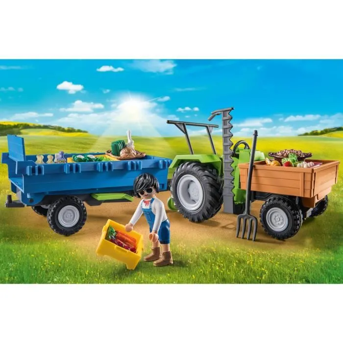 Playmobil 71249 Pays, la granja - Tracteur avec remorque