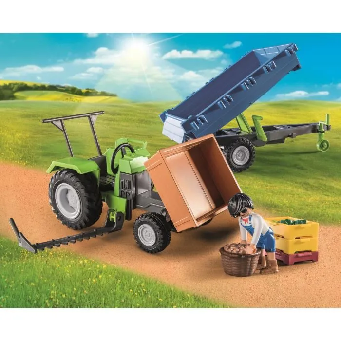 Playmobil 71249 Pays, la granja - Tracteur avec remorque