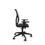 Chaise Motilla Synchro 3 positions tissu Noir Maille Blanc Base pyramidale noire Accoudoir 3D Sans appui-tête Roulettes 65mm pour moquette