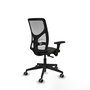 Chaise Motilla Synchro 3 positions tissu Noir Maille Blanc Base pyramidale noire Accoudoir 3D Sans appui-tête Roulettes 65mm pour moquette