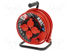 KEL Rallonge réseau H05RR-F 3G2,5mm² 25m Rouge à tambour