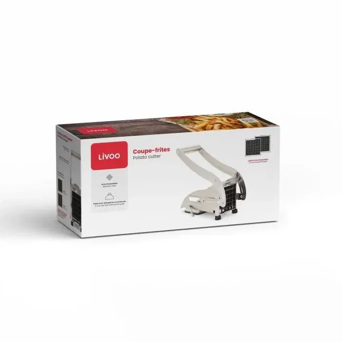 Livoo MEN410 Coupe-frites avec 2 grilles en acier inoxydable, ventouse, pieds antidérapants, grilles lavables au lave-vaisselle