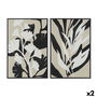 Toile Home ESPRIT Blanc Noir Beige Feuille d'une plante Urbaine 63 x 4,3 x 93 cm (2 Unités)