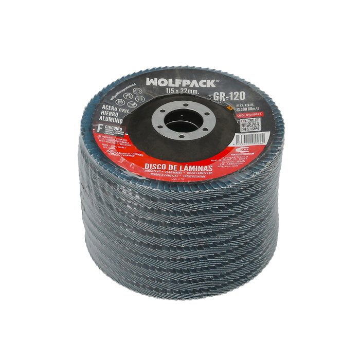 WOLFPACK LINEA PROFESIONAL Disco Laminas Lija Circonio Pluz 115x22 mm Grain 120 WOLFPACK LINEA PROFESIONAL Disco Laminas Lija Circonio Pluz 115x22 mm Grain 120