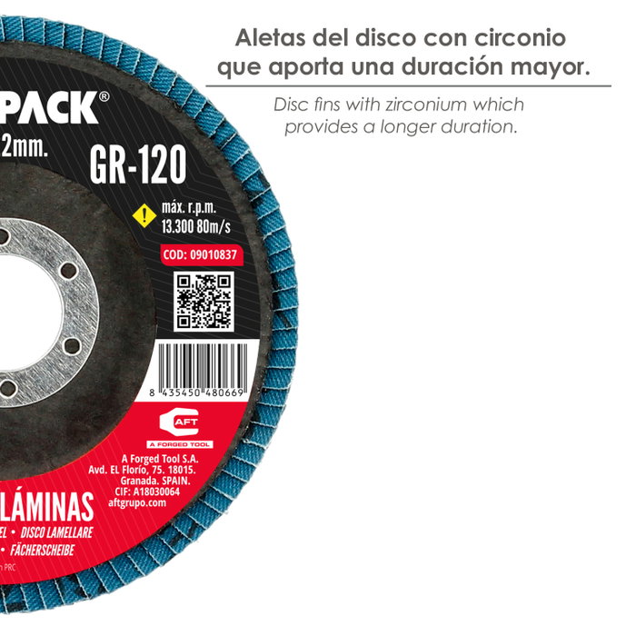 WOLFPACK LINEA PROFESIONAL Disco Laminas Lija Circonio Pluz 115x22 mm Grain 120 WOLFPACK LINEA PROFESIONAL Disco Laminas Lija Circonio Pluz 115x22 mm Grain 120