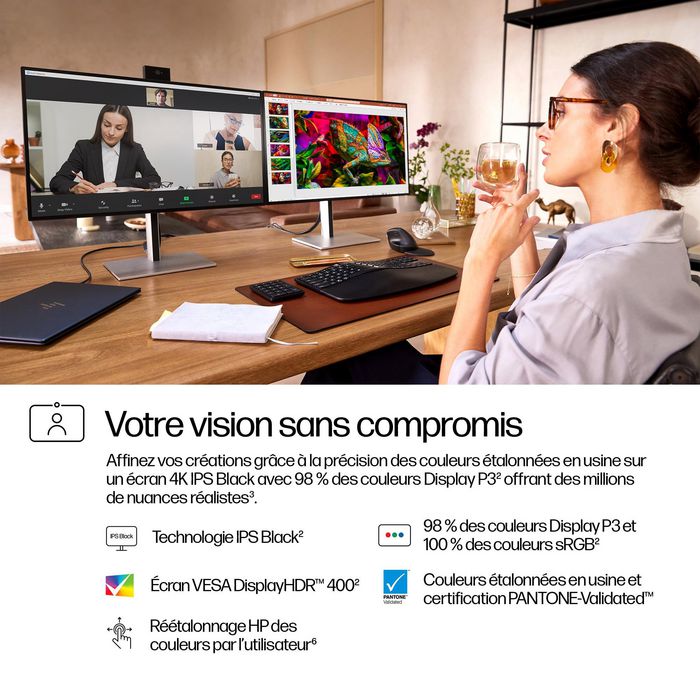 HP Série 7 Pro 27 pouces - Écran de conférence 4K avec IA, Thunderbolt 4, webcam Poly Studio intégrée et calibrage des couleurs d'usine HP Série 7 Pro 27 pouces - Écran de conférence 4K avec IA, Thunderbolt 4, webcam Poly Studio intégrée et calibrage des couleurs d'usine