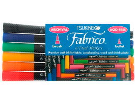 Tsukineko Set de 6 marqueurs textiles Fabrico Markers double pointe