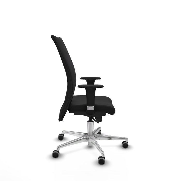 Piqueras Y Crespo Silla Albacete confidente, Similpiel Noir, Base Aluminium, Brazos 1D, Ruedas 65 mm
