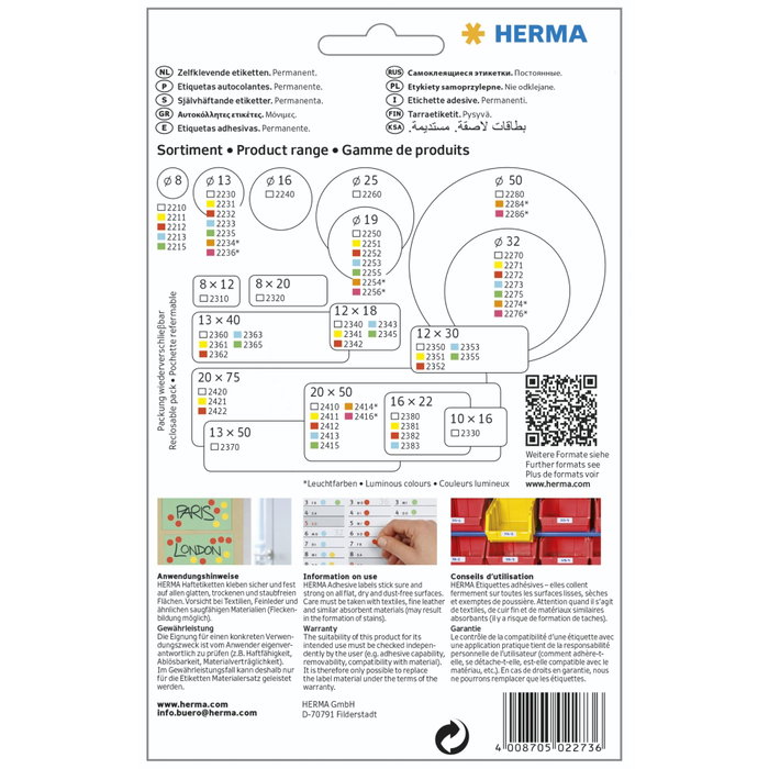 Herma Étiquettes rondes bleues 32 mm