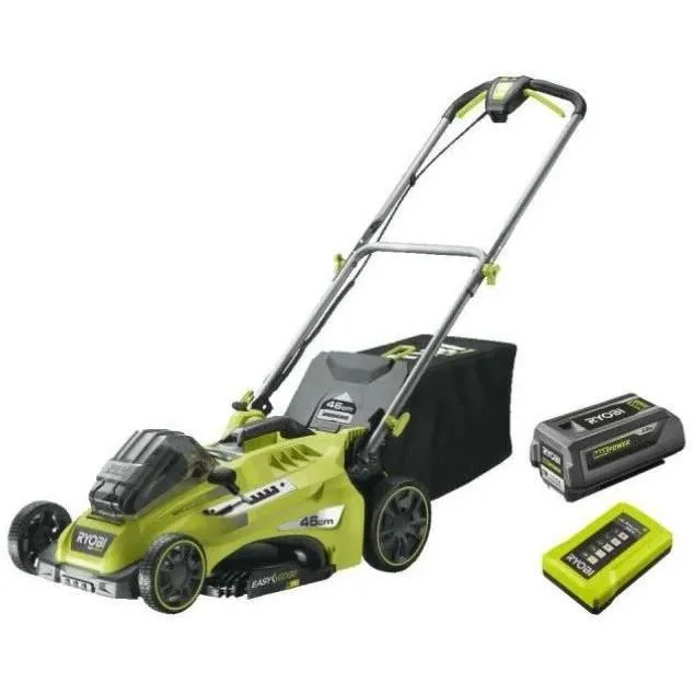 Ryobi Tondeuse à gazon sans fil 36V RLM36X41H50PG, Ø coupe 40 cm, batterie 5,0 Ah, chargeur, traction Power Assist, ramassage/mulching, hauteur réglable 20-70 mm