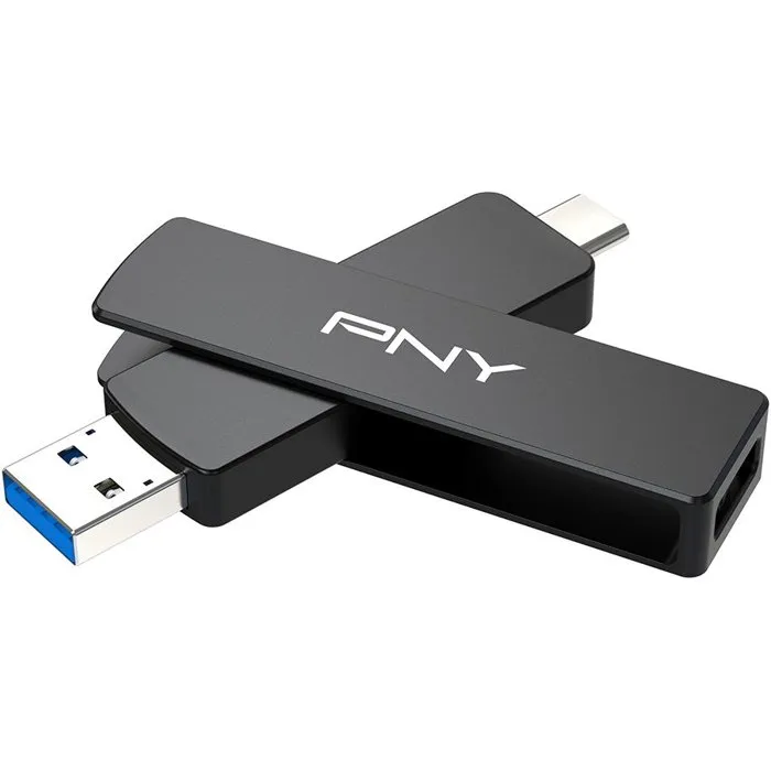 PNY Clé USB 3.2 DUO LINK V3 Type-C / Type-A - 2 To - Jusqu'à 1000 Mo/s - Stockage Portable