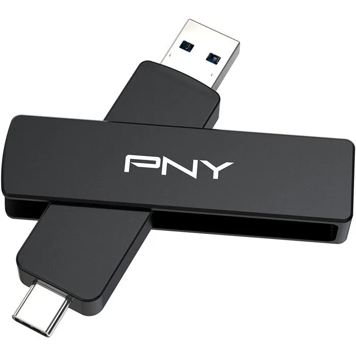 PNY Clé USB 3.2 DUO LINK V3 Type-C / Type-A - 2 To - Jusqu'à 1000 Mo/s - Stockage Portable