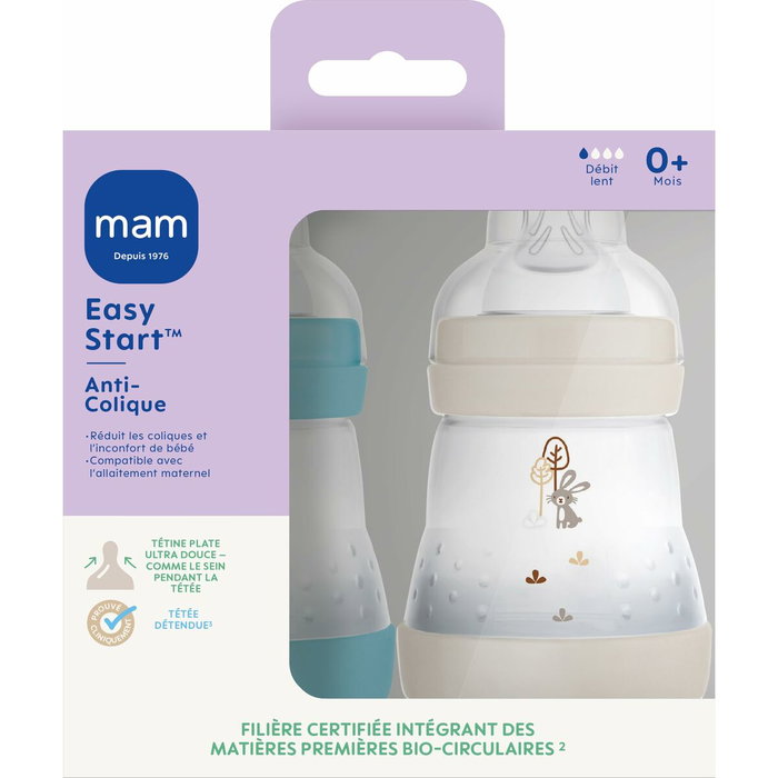 MAM Lot de 2 Biberons Easy Start 160 ml - Océan et sable