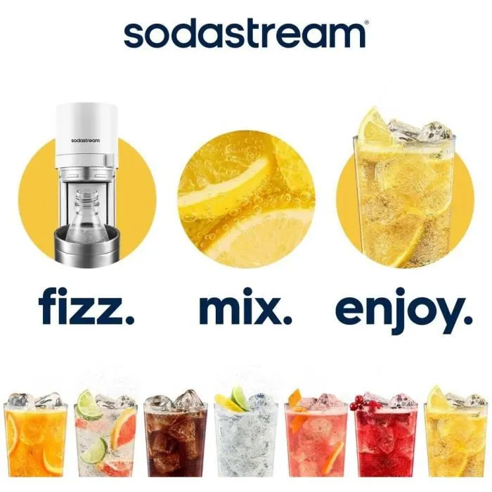 Sodastream DUO - Machine à soda et eau pétillante - Blanche - Avec 2 carafes en verre, 2 bouteilles et 1 recharge de gaz 60L