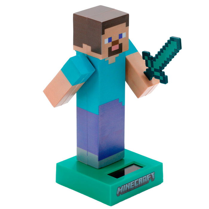 PUCKATOR - Figurine décorative solaire Steve (Minecraft), 14 cm, personnage animé pour jardin
