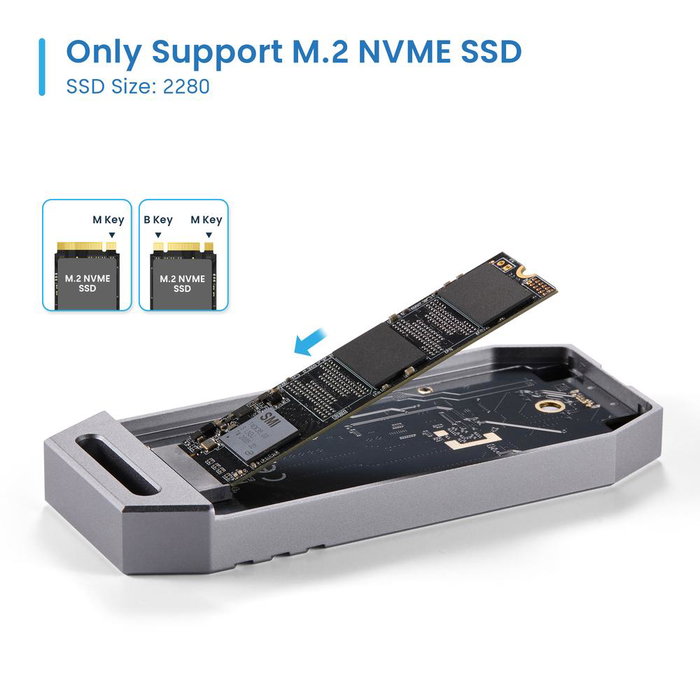 Ewent EW7062 Carcasse USB4 pour SSD M.2 NVMe jusqu'à 40 Gbps en Aluminium Ewent EW7062 Carcasse USB4 pour SSD M.2 NVMe jusqu'à 40 Gbps en Aluminium