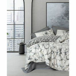 BigBuy Home Parure de couette en coton renforcé Anthracite 220 x 240 cm