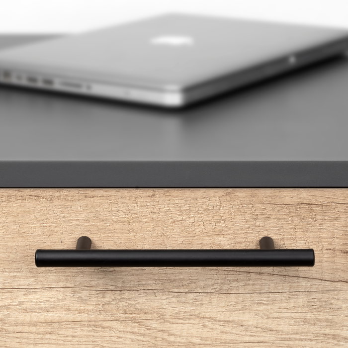 Emuca Lot de 10 poignées pour meubles Orlando, L210mm, entraxe 160mm, Acier, Peint en noir