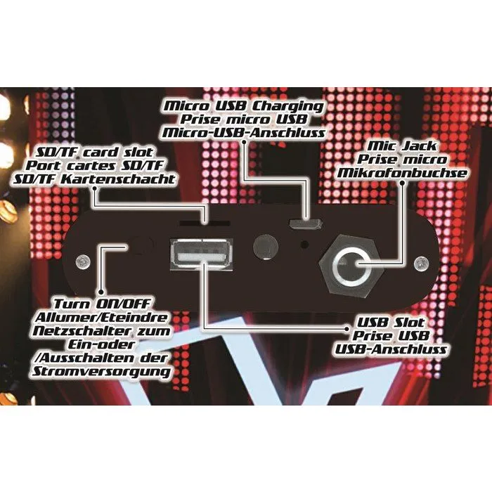 Lexibook Enceinte Bluetooth Portable The Voice avec Micro, Effets Lumineux, Karaoké, Ports USB et AUX, 1200mAh - Noir Lexibook Enceinte Bluetooth Portable The Voice avec Micro, Effets Lumineux, Karaoké, Ports USB et AUX, 1200mAh - Noir