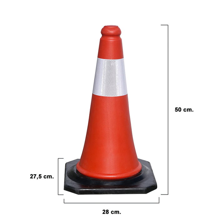 WOLFPACK LINEA PROFESIONAL Cône de signalisation 50 cm avec base caoutchouc et bande réfléchissante WOLFPACK LINEA PROFESIONAL Cône de signalisation 50 cm avec base caoutchouc et bande réfléchissante