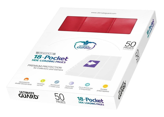 Ultimate Guard 18-Pocket Pages Side-Loading (50) - Red Ultimate Guard 18-Pocket Pages Side-Loading (50) - Red