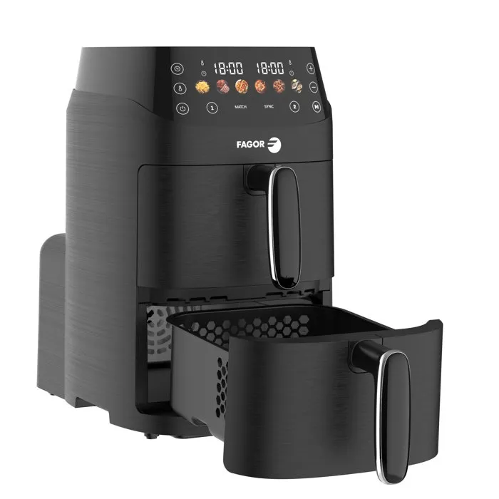 Fagor FG3301 Friteuse sans huile 5 L - Double cuves 2,5 L - 6 programmes - 2000 W - Air fryer Fagor FG3301 Friteuse sans huile 5 L - Double cuves 2,5 L - 6 programmes - 2000 W - Air fryer