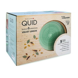 Quid Vaisselle Céramique Velvet 18 Pièces - 6 Personnes - Vert Brillant