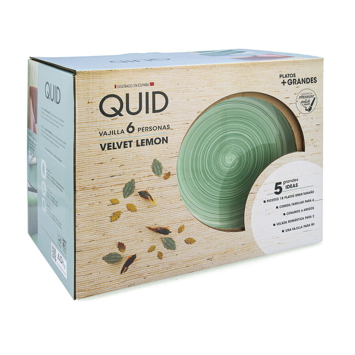 Quid Assiettes Velvet Vert Céramique 18 Pièces