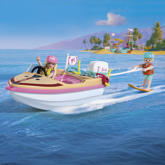 PLAYMOBIL Barbie Barco de Aventuras 72122 - Bateau de Barbie Malibu avec Wakeboard pour Enfants de 4 Ans et Plus - Jeu d'Eau Créatif Langue Espagnole PLAYMOBIL Barbie Barco de Aventuras 72122 - Bateau de Barbie Malibu avec Wakeboard pour Enfants de 4 Ans et Plus - Jeu d'Eau Créatif Langue Espagnole