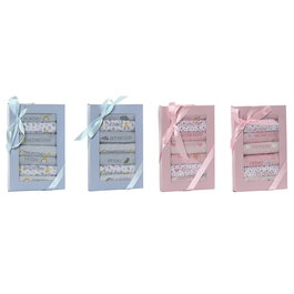 Ensemble de Bavoirs Home ESPRIT Bleu Rose Coton 19 x 29 x 3 cm (4 Unités)